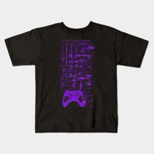 Neon Purple Video Game Controller Blueprint Kids T-Shirt